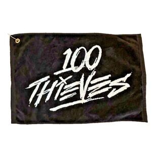 100 Thieves Golf Towel Black White Made in USA Metal Clip